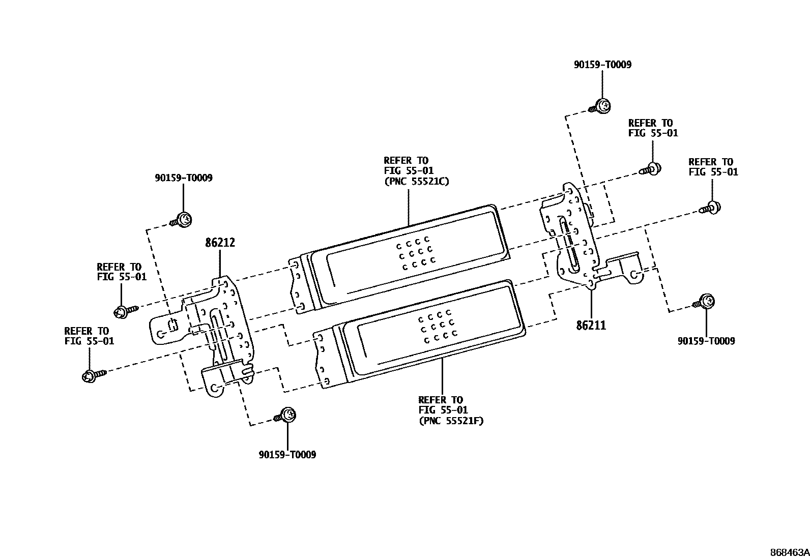 Toyota YARIS 收音机、放大器和冷凝器 EPC diagram — 868463A