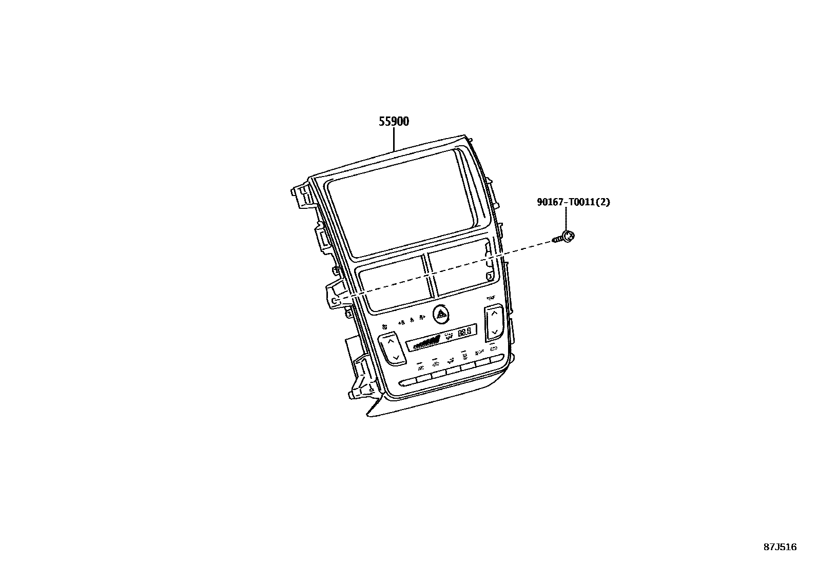 Toyota YARIS 暖风和空调系统 - 控制器和风管 EPC diagram — 87J516