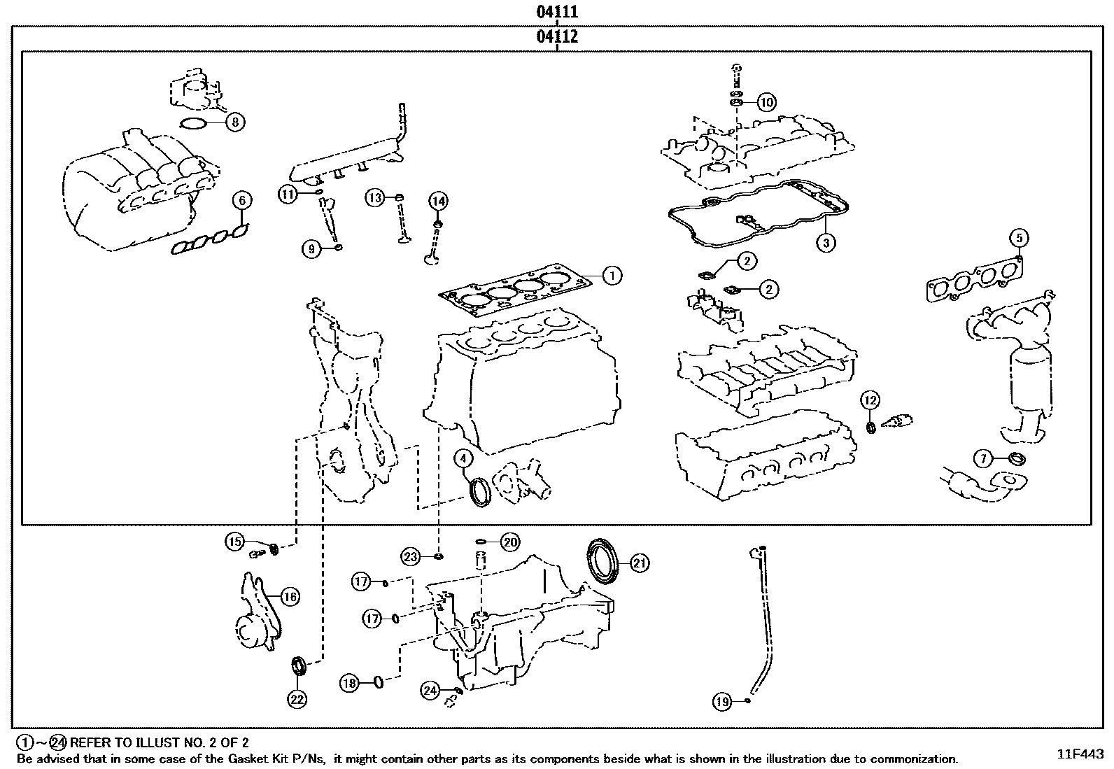 Toyota YARIS Engine Overhaul Gasket Kit EPC diagram — 11F443