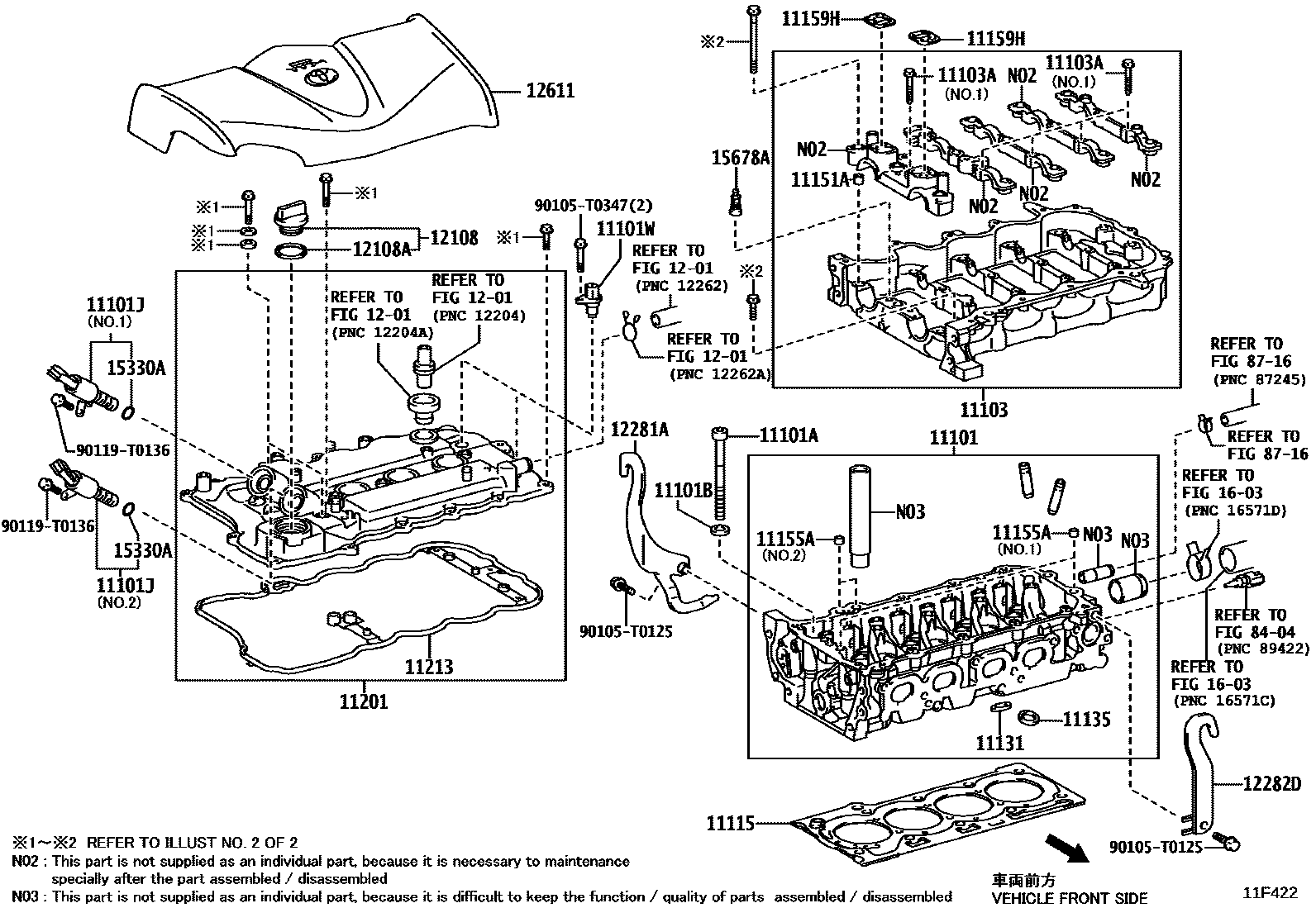 Toyota YARIS Cylinder Head EPC diagram — 11F422