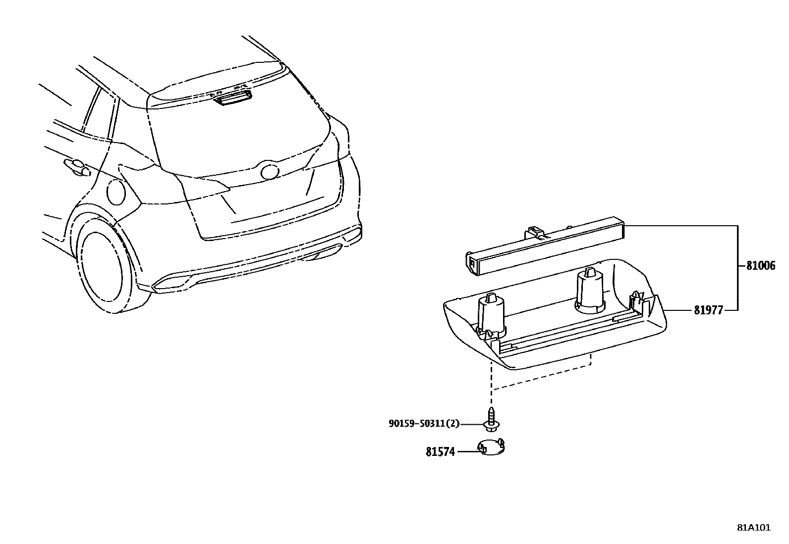 Toyota YARIS 高位刹车灯 EPC diagram — 81A101