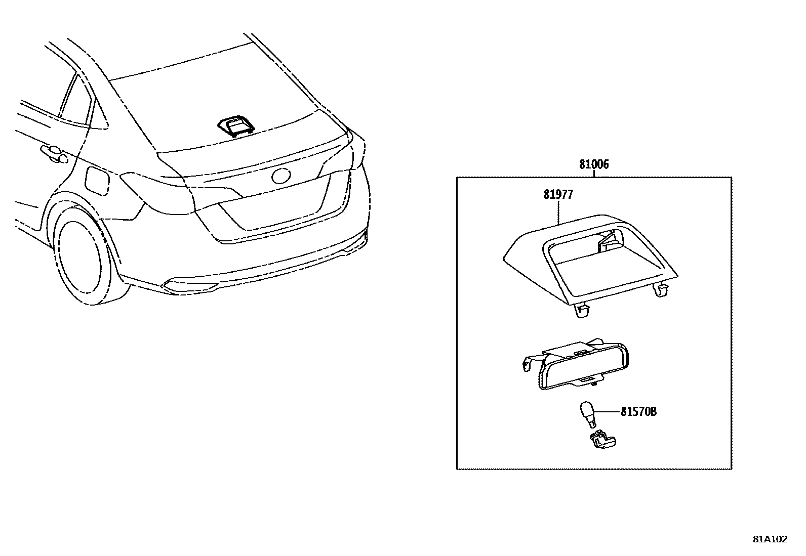 Toyota YARIS 高位刹车灯 EPC diagram — 81A102