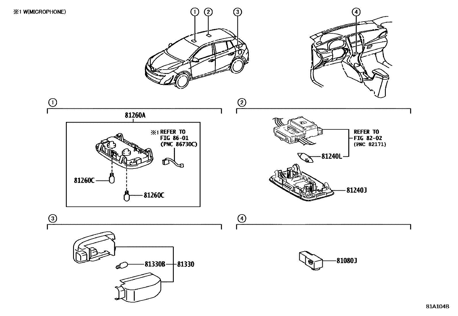 Toyota YARIS 车内灯 EPC diagram — 81A104B