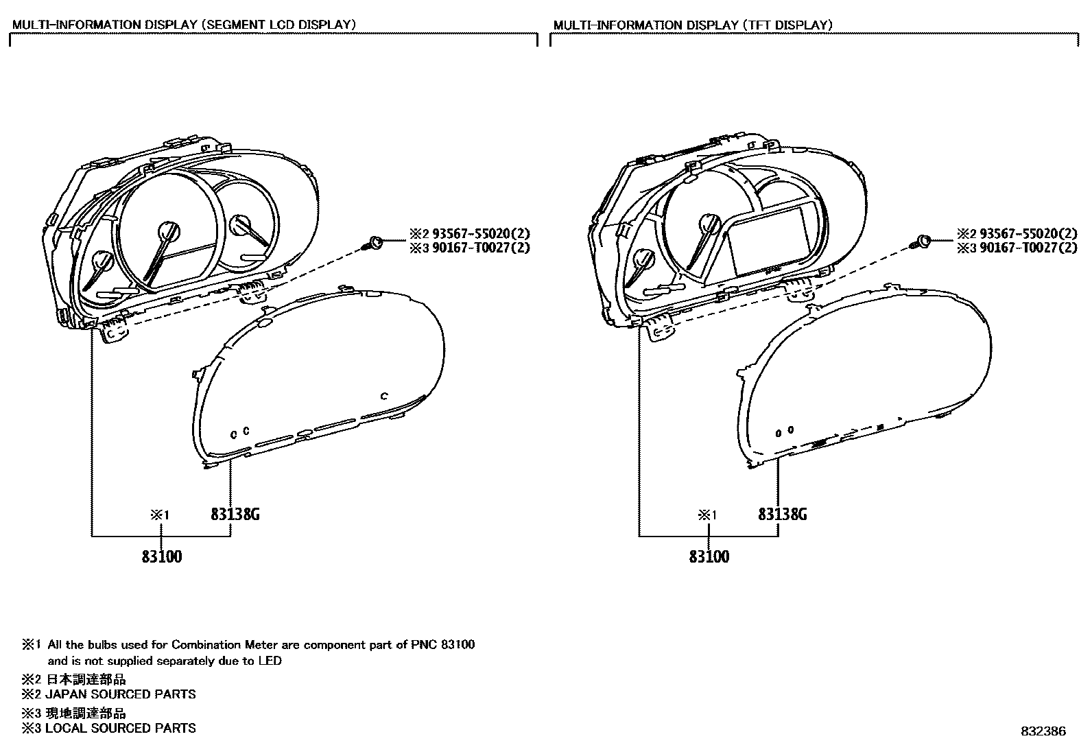 Toyota YARIS 仪表 EPC diagram — 832386