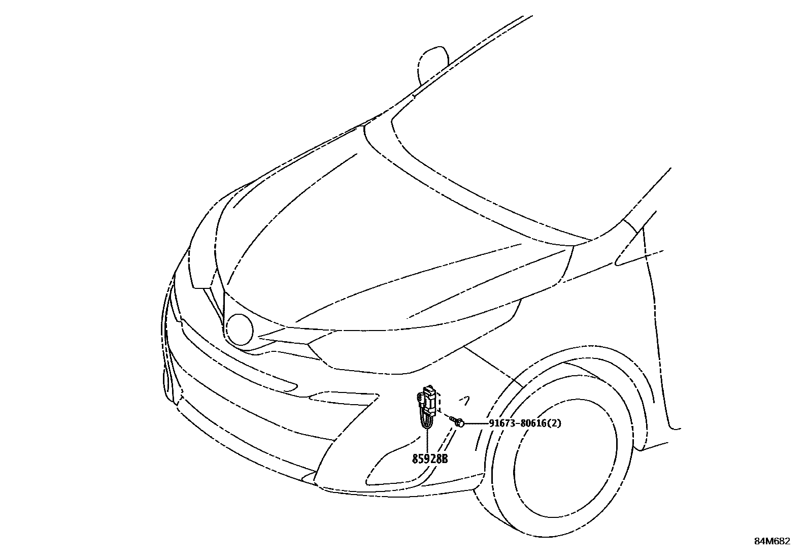 Toyota YARIS 开关和继电器和ECU EPC diagram — 84M682