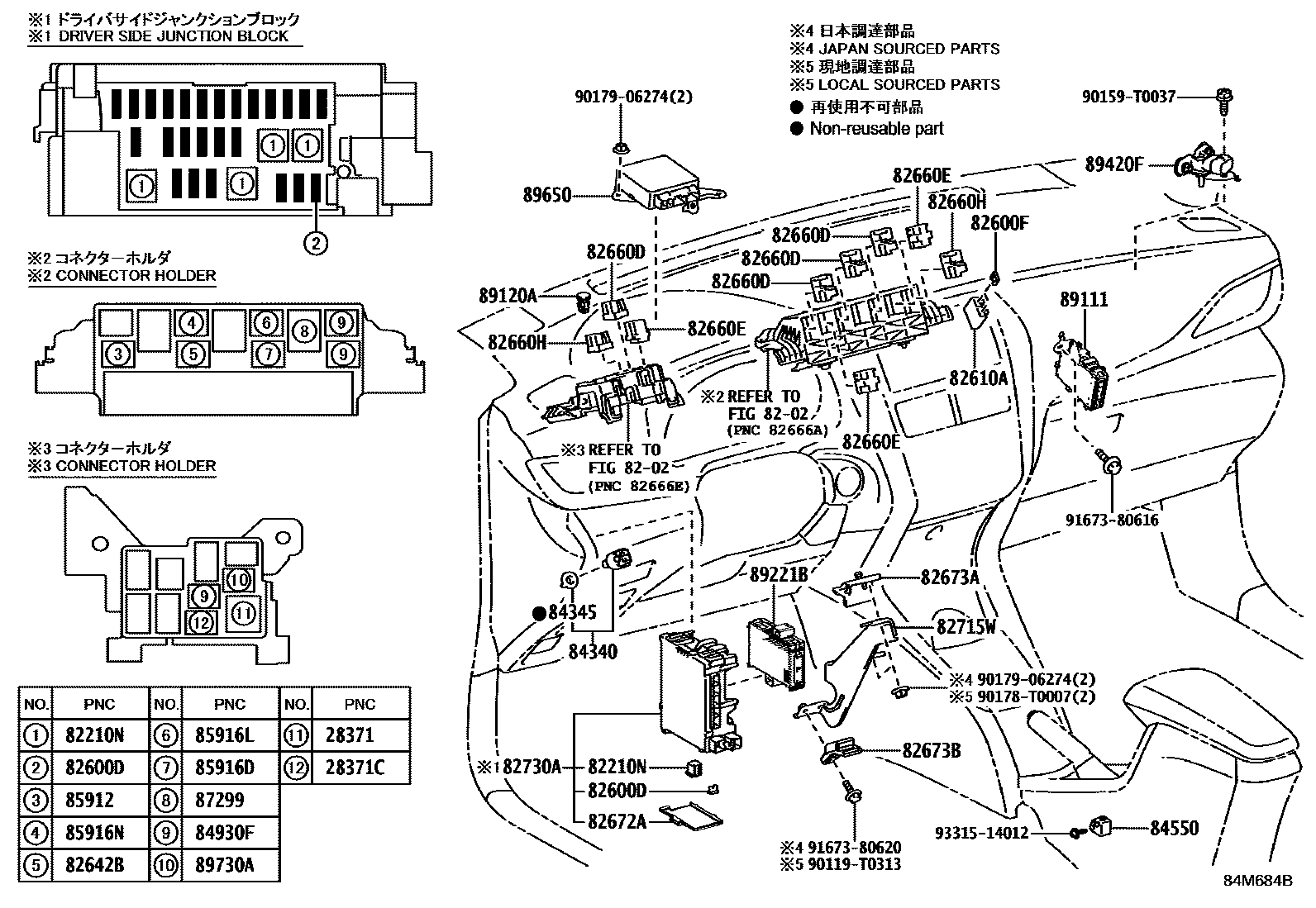Toyota YARIS 开关和继电器和ECU EPC diagram — 84M684B