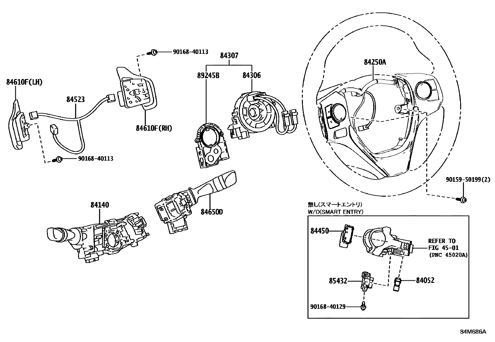Toyota YARIS 开关和继电器和ECU EPC diagram — 84M686A