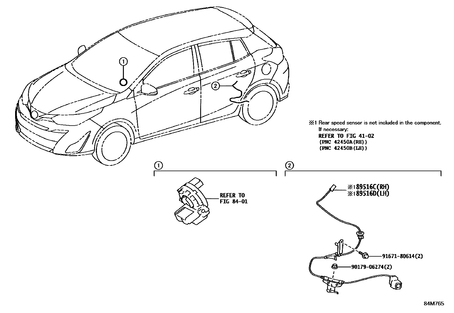 Toyota YARIS ABS 和 VSC EPC diagram — 84M765