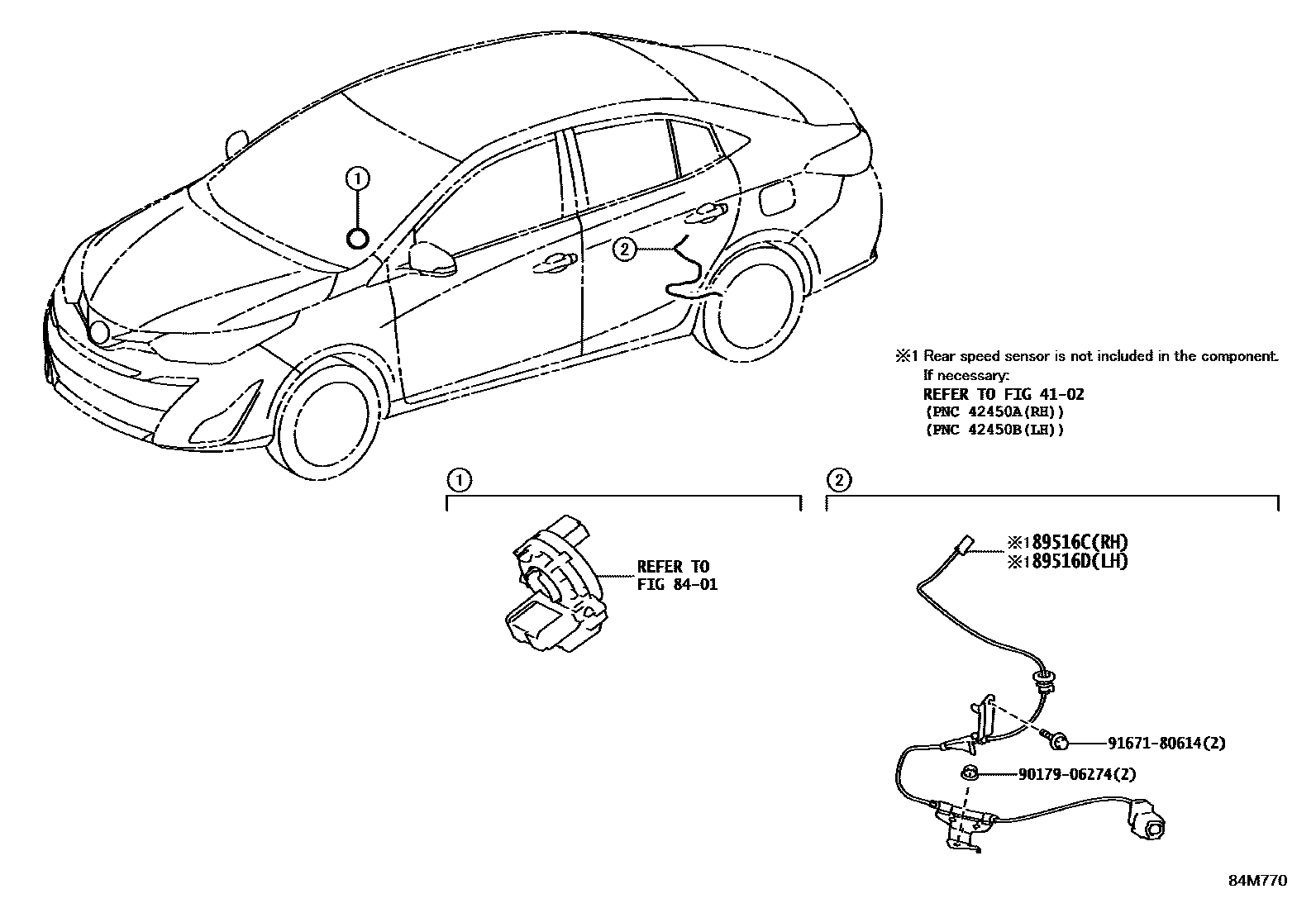 Toyota YARIS ABS 和 VSC EPC diagram — 84M770