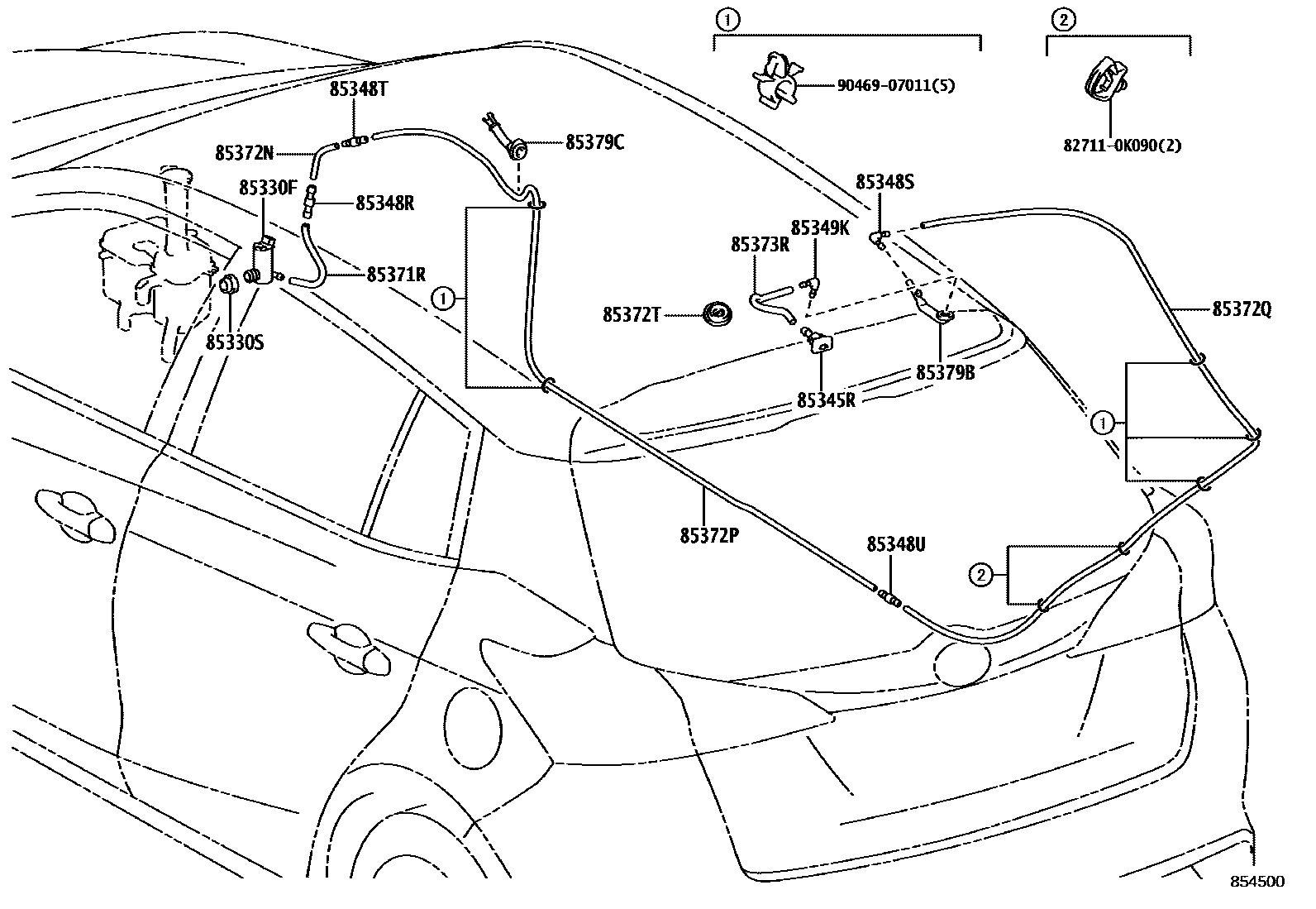 Toyota YARIS 后清洗器 EPC diagram — 854500