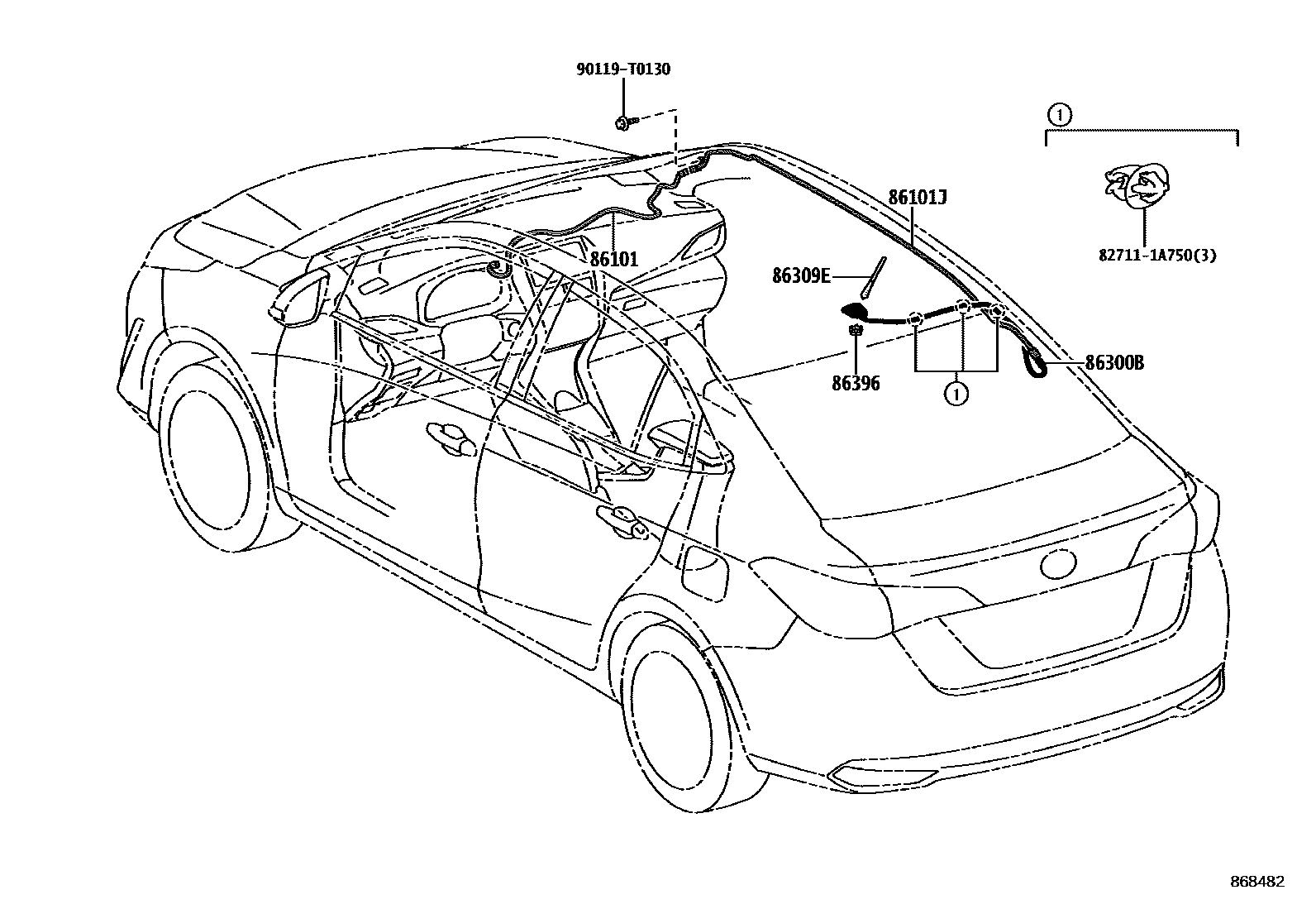 Toyota YARIS antenna EPC diagram — 868482