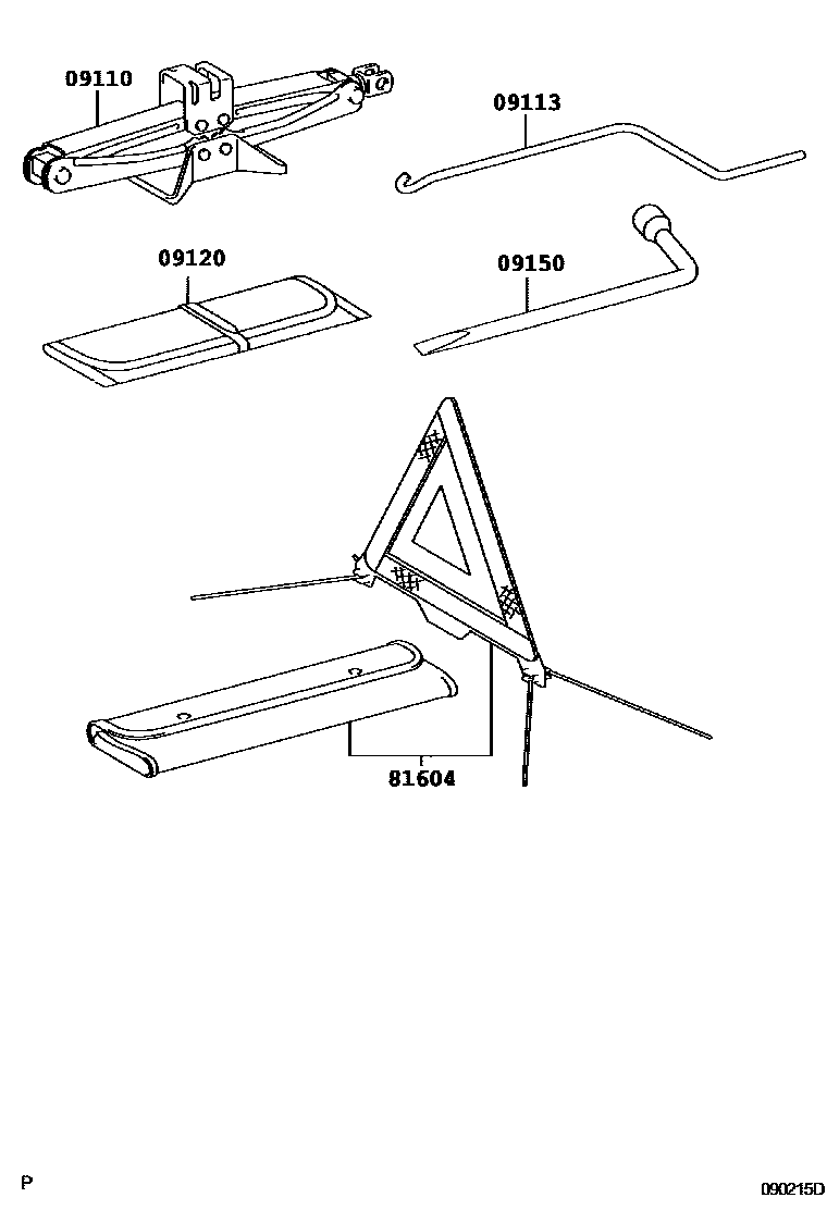 Toyota COROLLA Standard Tools EPC diagram — 090215D