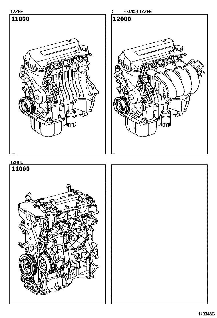Toyota COROLLA Partial Engine Assembly EPC diagram — 113343D
