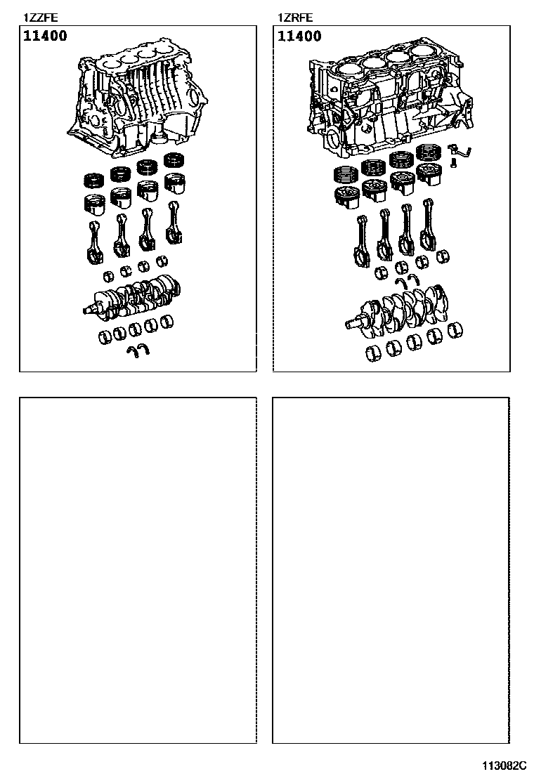 Toyota COROLLA Short Block Assembly EPC diagram — 113082C