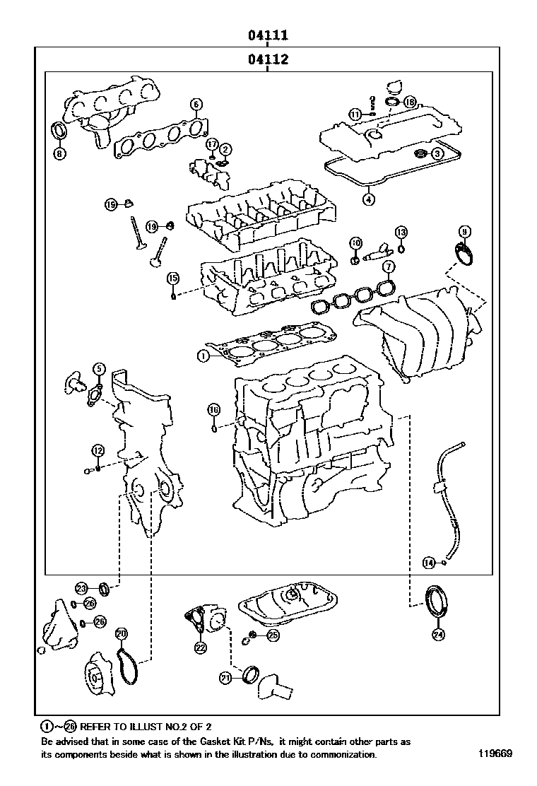 Toyota COROLLA Engine Overhaul Gasket Kit EPC diagram — 119669