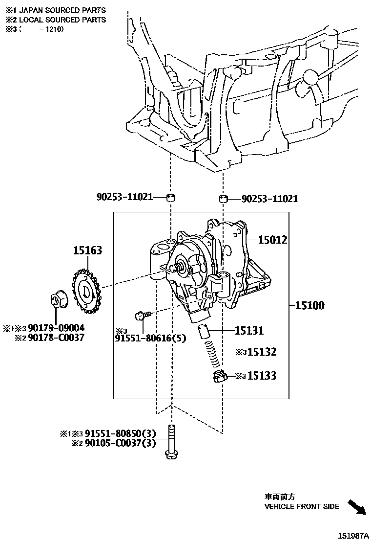 Toyota COROLLA Engine Oil Pump EPC diagram — 151987A