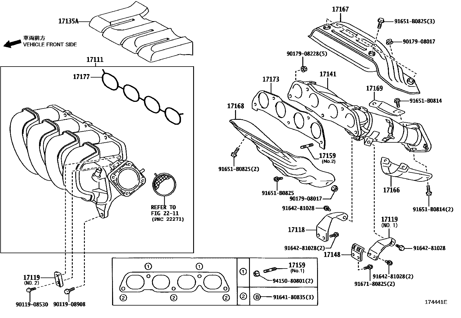 Toyota COROLLA Manifold EPC diagram — 174441E