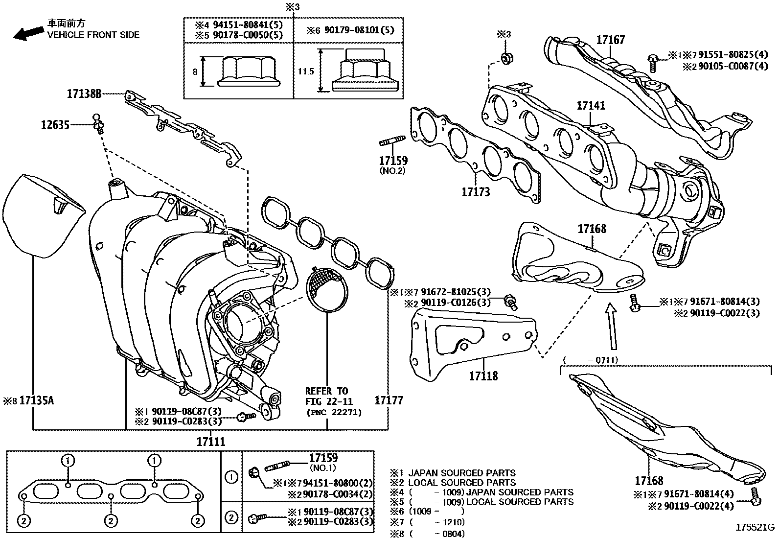 Toyota COROLLA Manifold EPC diagram — 175521G