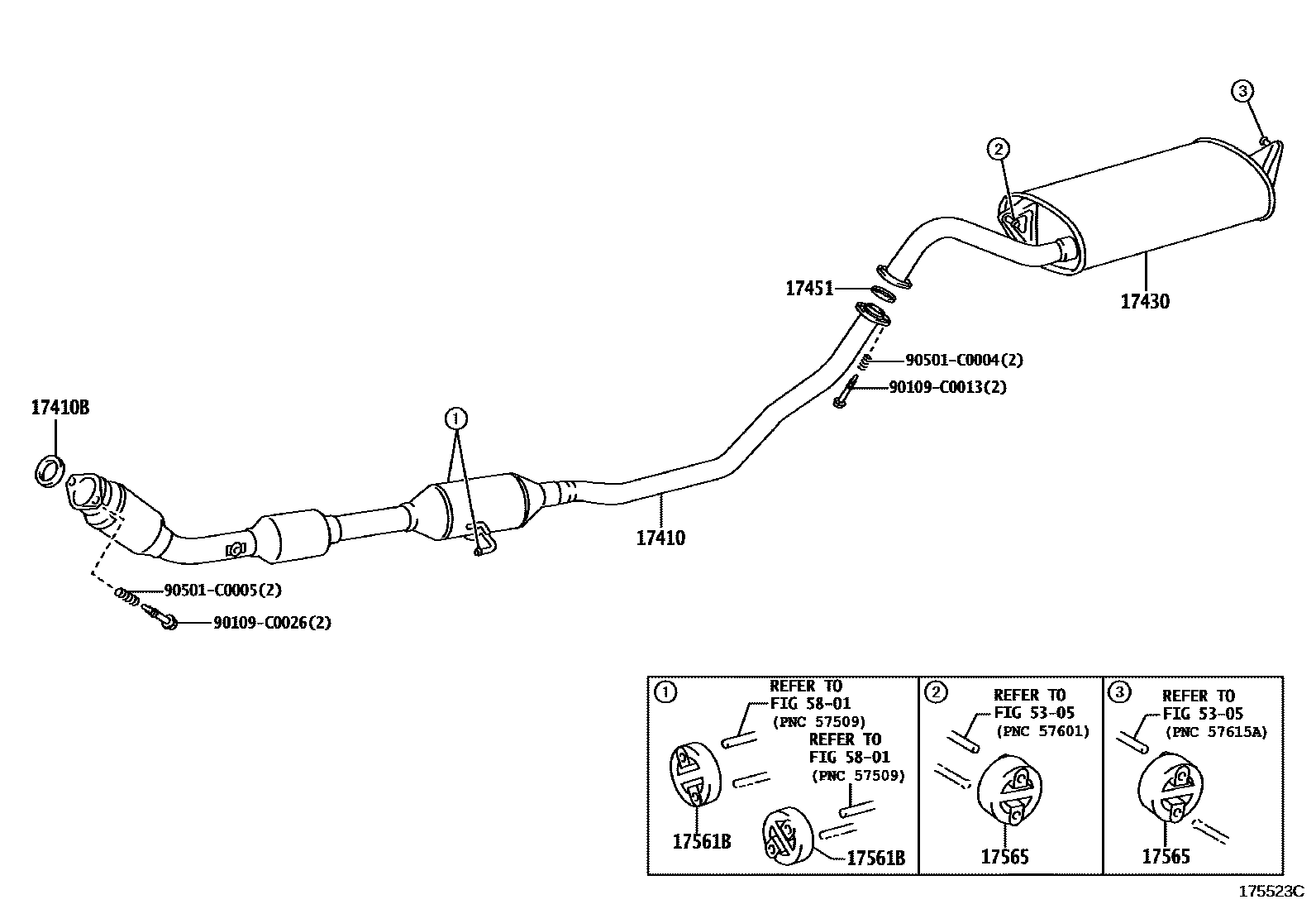 Toyota COROLLA Exhaust Pipe EPC diagram — 175523C