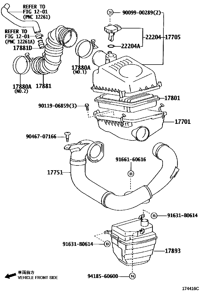 Toyota COROLLA Air Cleaner EPC diagram — 174416C