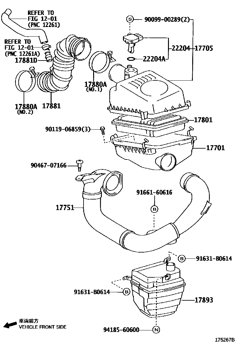 Toyota COROLLA Air Cleaner EPC diagram — 175267B