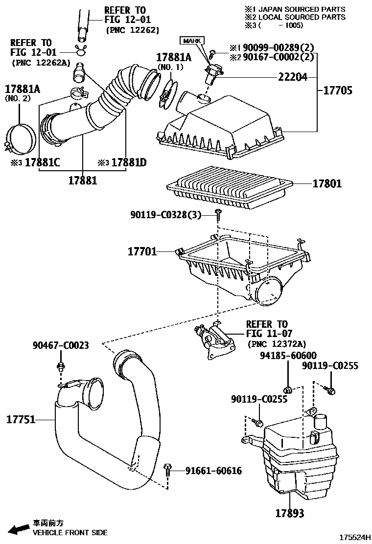 Toyota COROLLA Air Cleaner EPC diagram — 175524H
