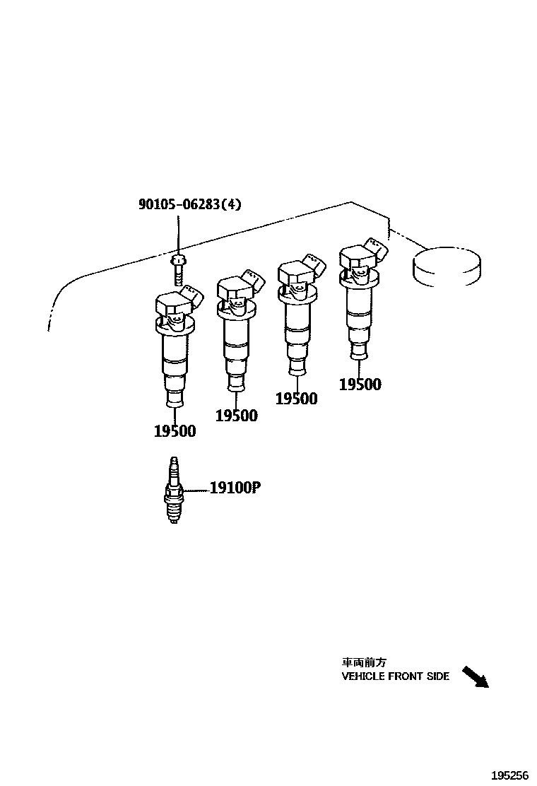 Toyota COROLLA 点火线圈和火花塞 /电热塞 EPC diagram — 195256