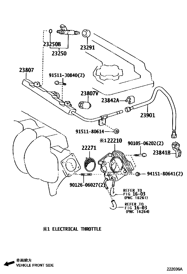 Toyota COROLLA 燃油喷射系统 EPC diagram — 222036A