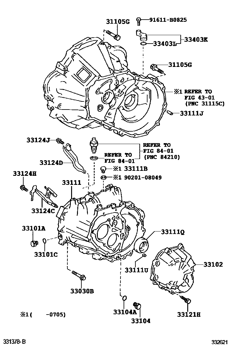 Toyota COROLLA 离合器壳和变速器壳(MTM) EPC diagram — 332621D