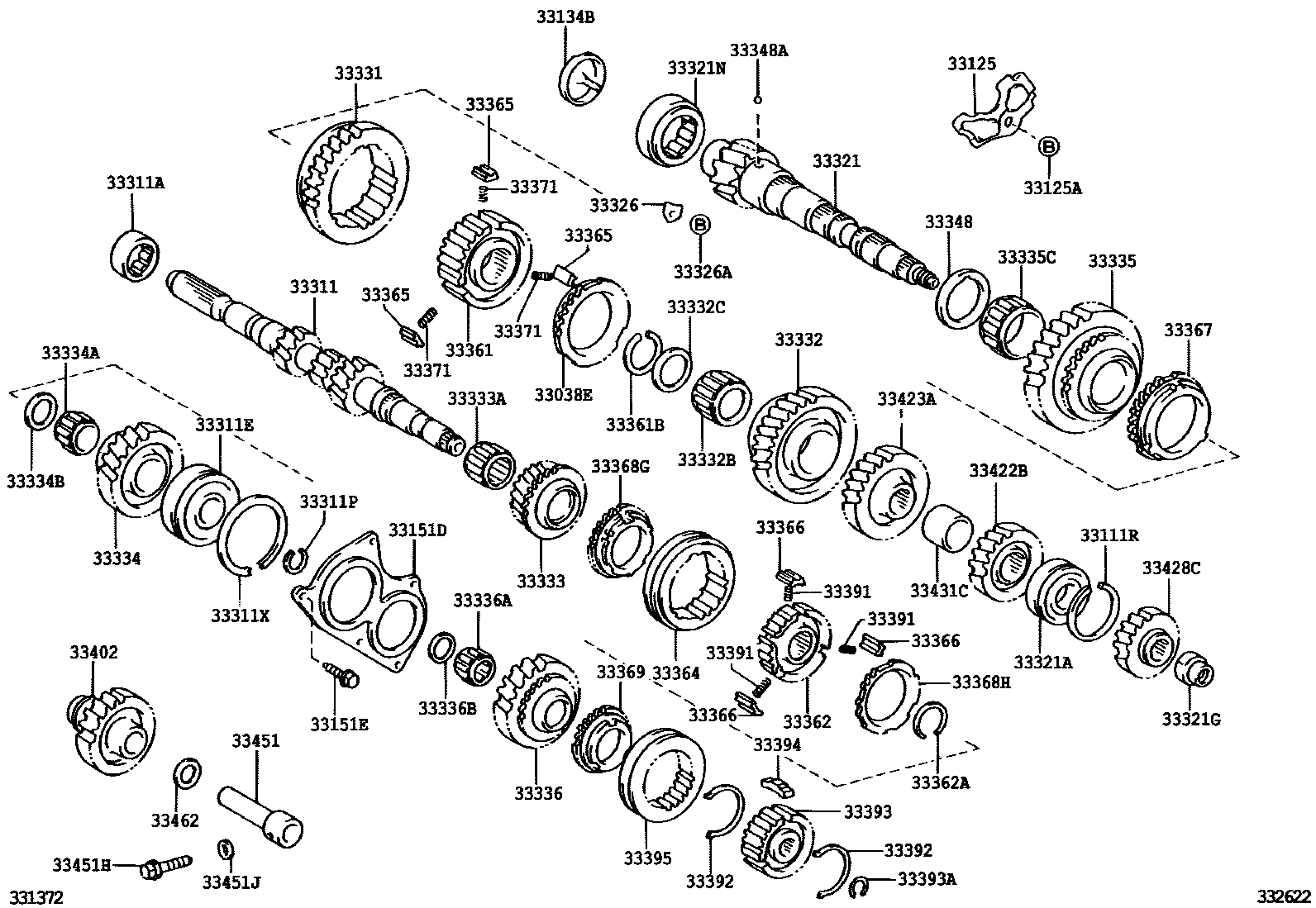 Toyota COROLLA 变速器齿轮(MTM) EPC diagram — 332622