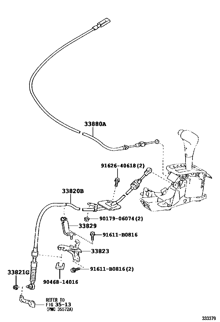 Toyota COROLLA Shift Lever & Retainer EPC diagram — 333379A