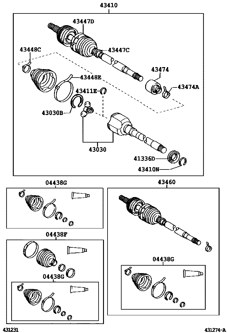 Toyota COROLLA Front Drive Shaft EPC diagram — 431274B
