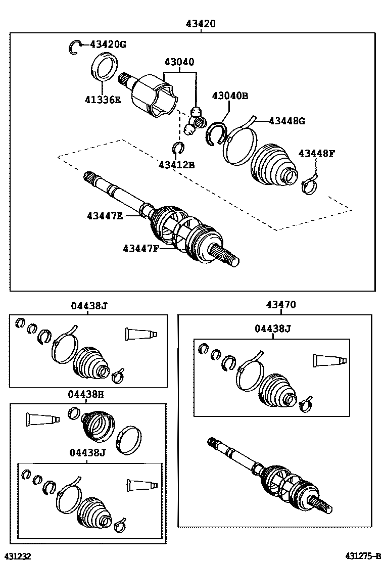 Toyota COROLLA Front Drive Shaft EPC diagram — 431275B