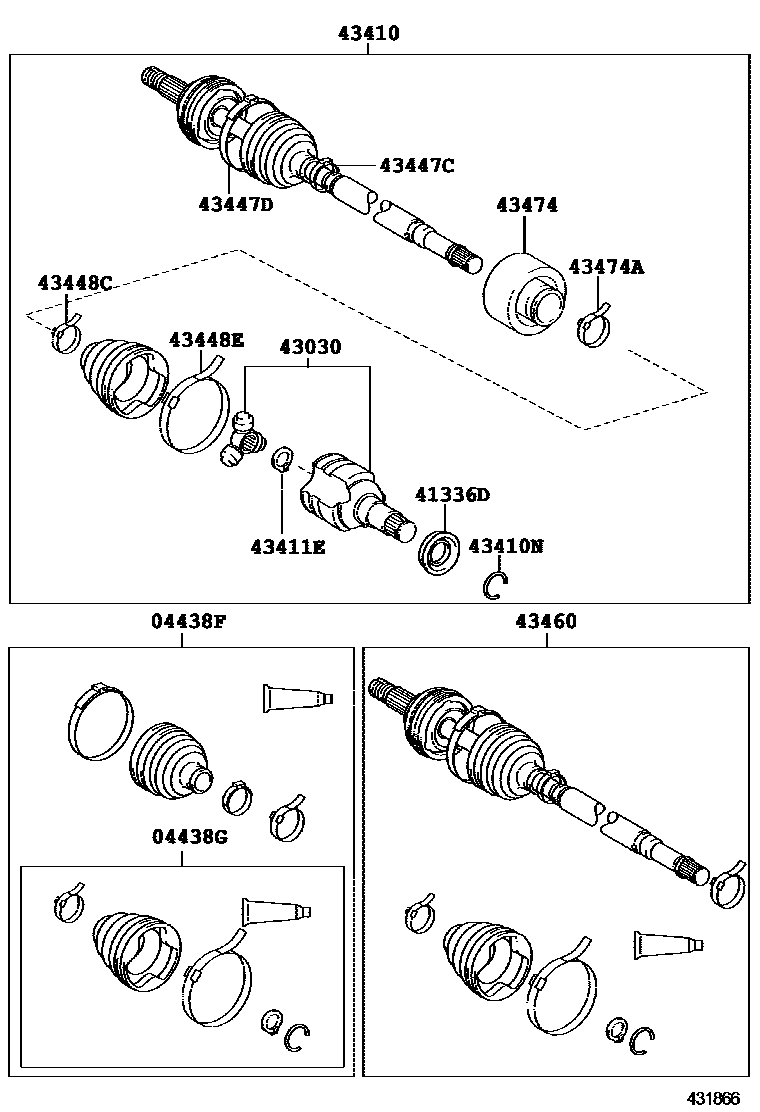 Toyota COROLLA Front Drive Shaft EPC diagram — 431866