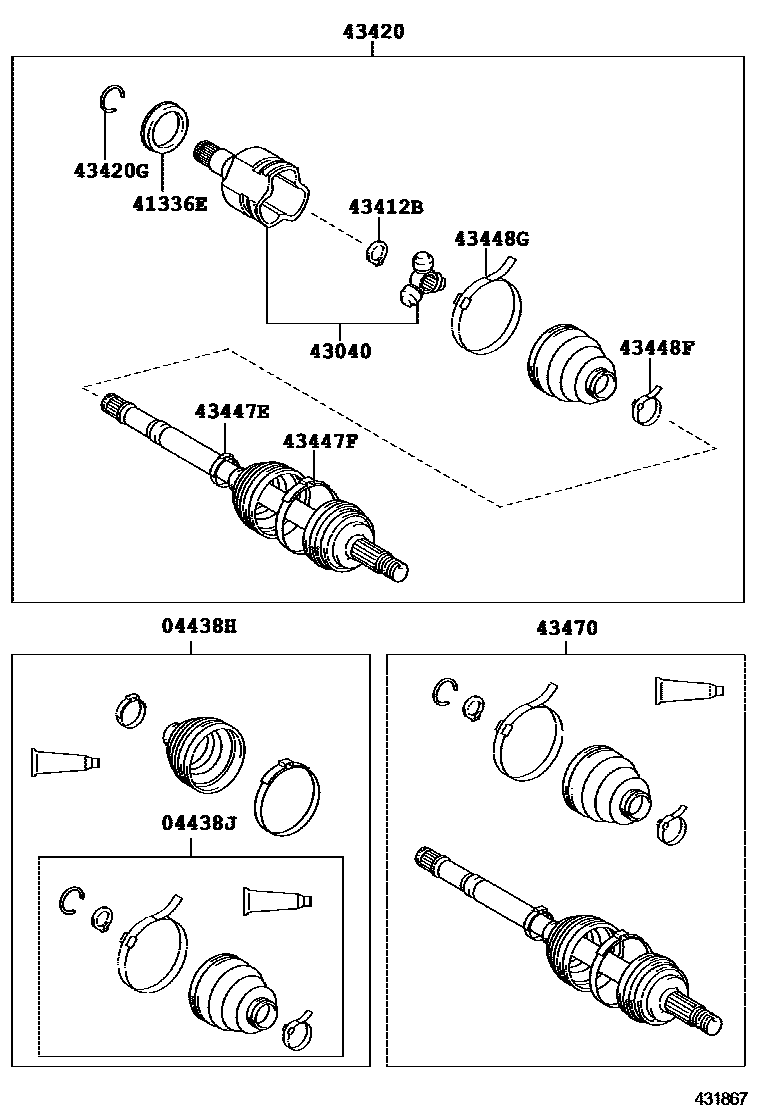 Toyota COROLLA Front Drive Shaft EPC diagram — 431867