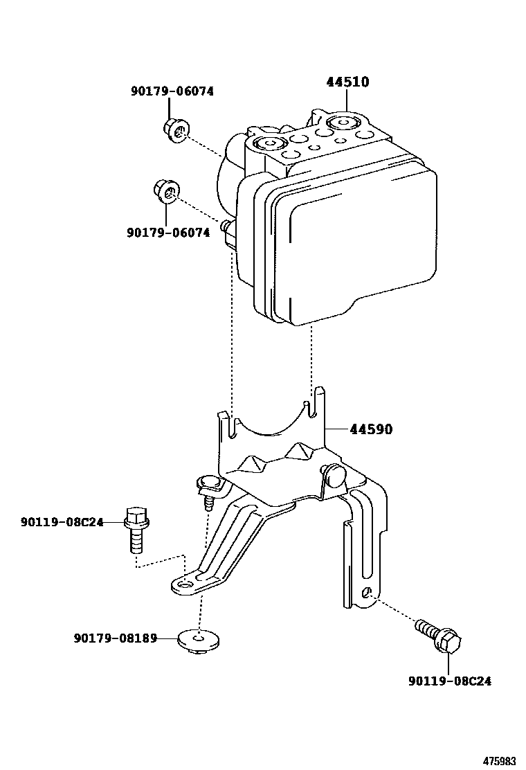 Toyota COROLLA 制动配管和卡箍 EPC diagram — 475983
