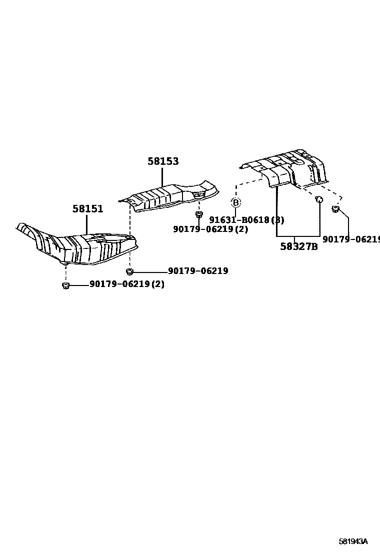 Toyota COROLLA 地板隔热垫 EPC diagram — 581943A