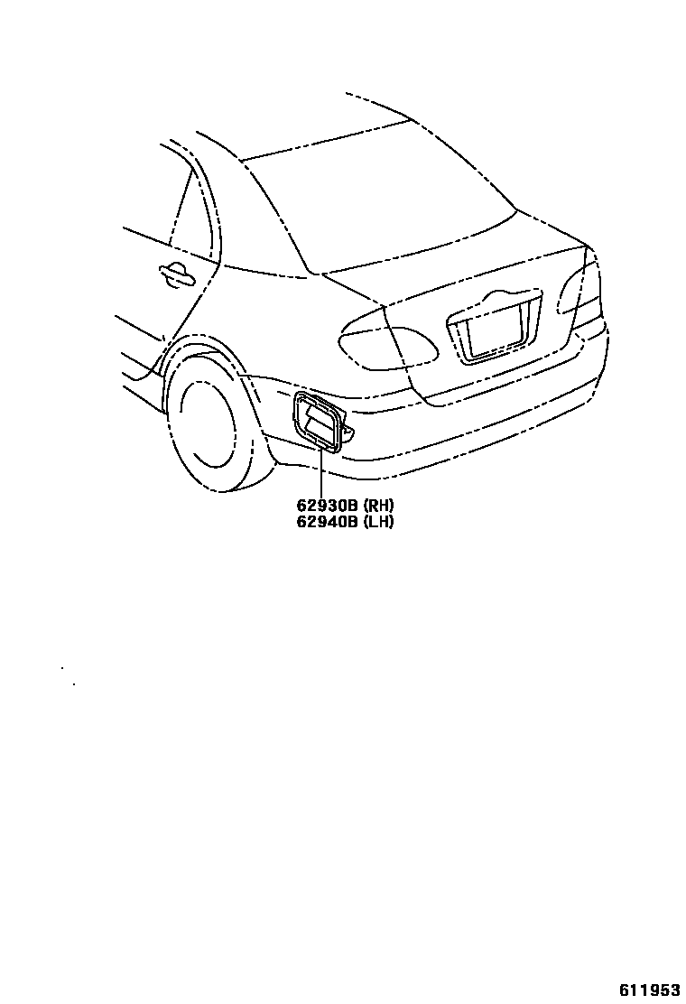 Toyota COROLLA 车侧通风装置 EPC diagram — 611953