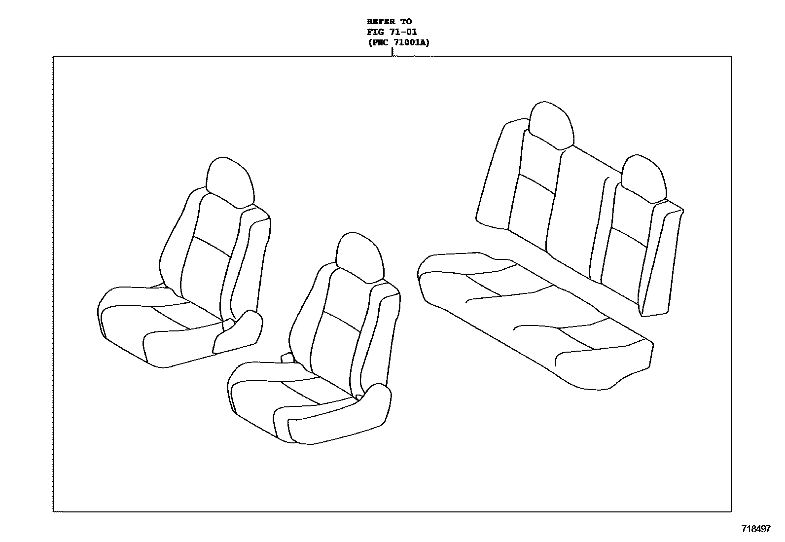 Toyota COROLLA 后排座椅和座椅滑轨 EPC diagram — 718497