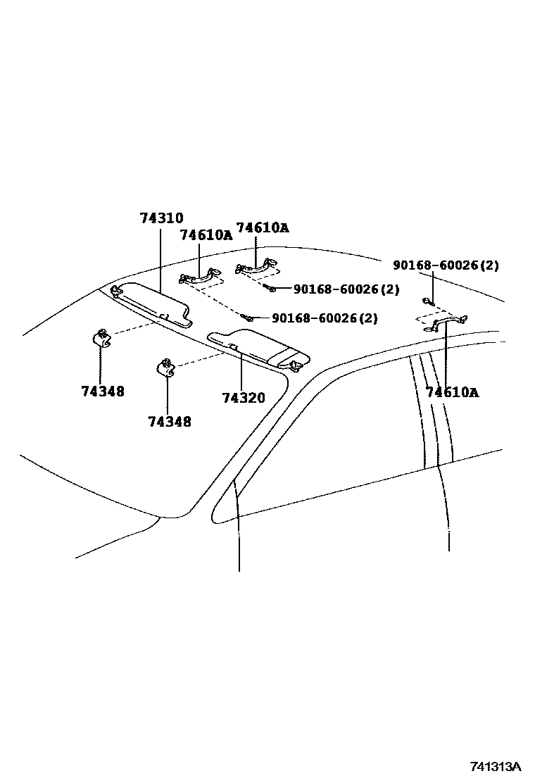 Toyota COROLLA 扶手和遮阳板 EPC diagram — 741313A