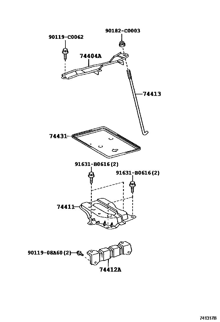Toyota COROLLA battery holder EPC diagram — 741317B