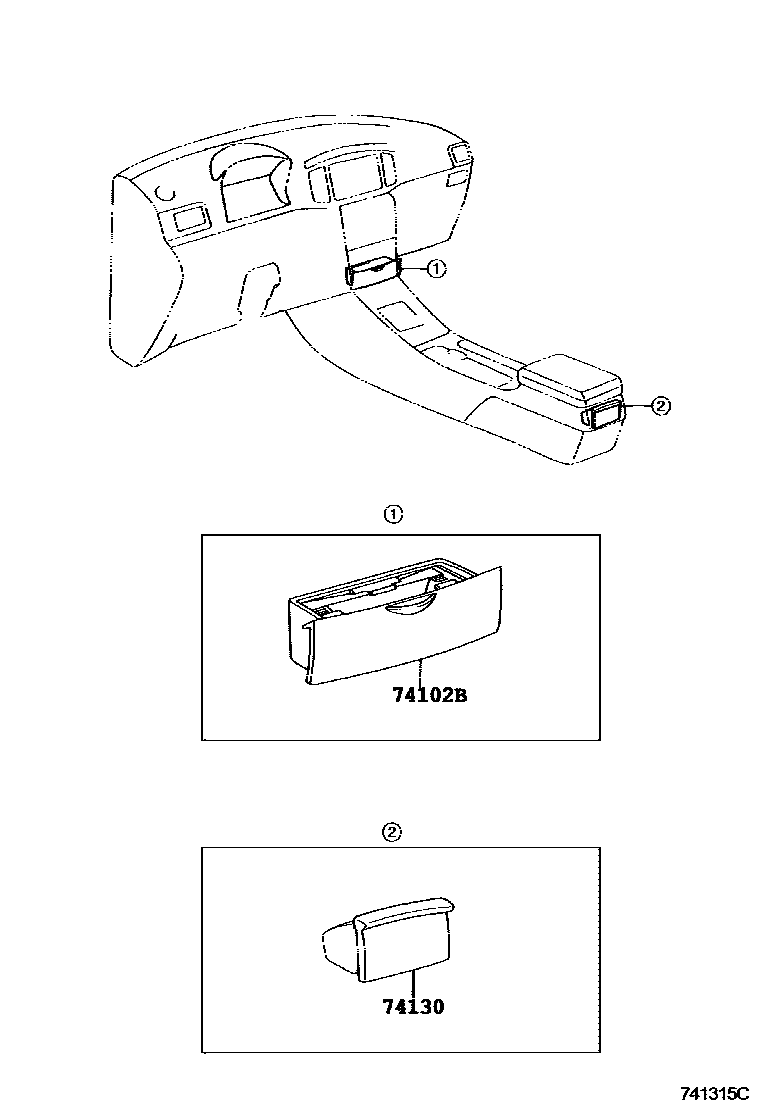 Toyota COROLLA 烟灰盒 EPC diagram — 741315C