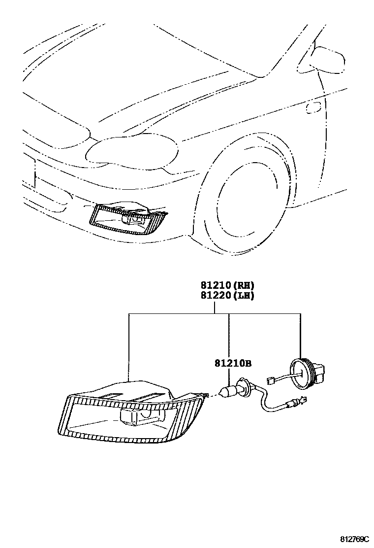 Toyota COROLLA Fog Lamp EPC diagram — 812769C