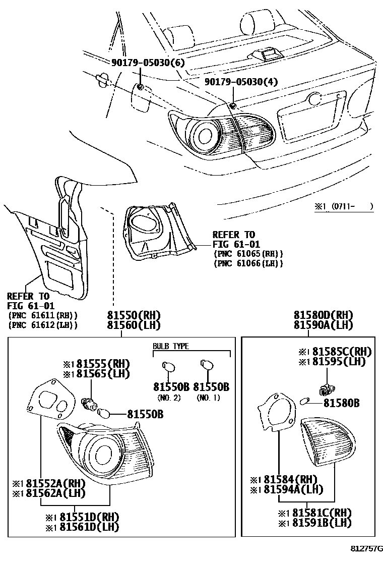 Toyota COROLLA 后组合灯 EPC diagram — 812757G