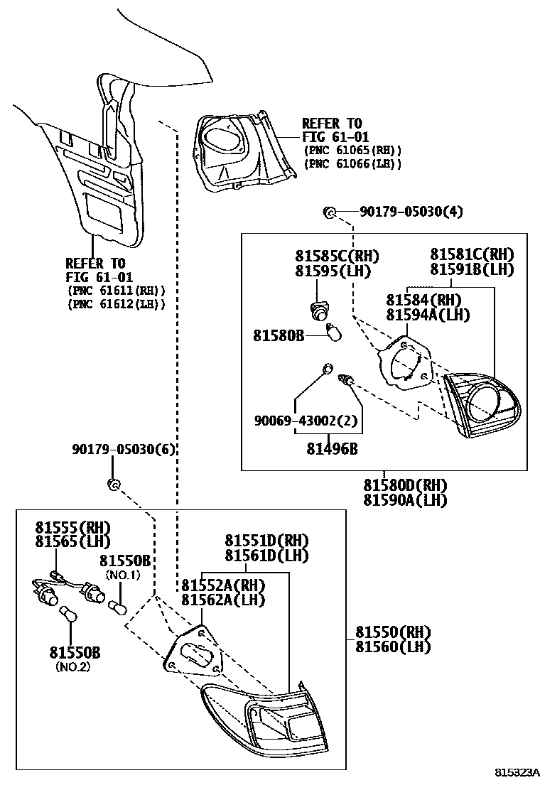 Toyota COROLLA 后组合灯 EPC diagram — 815323A