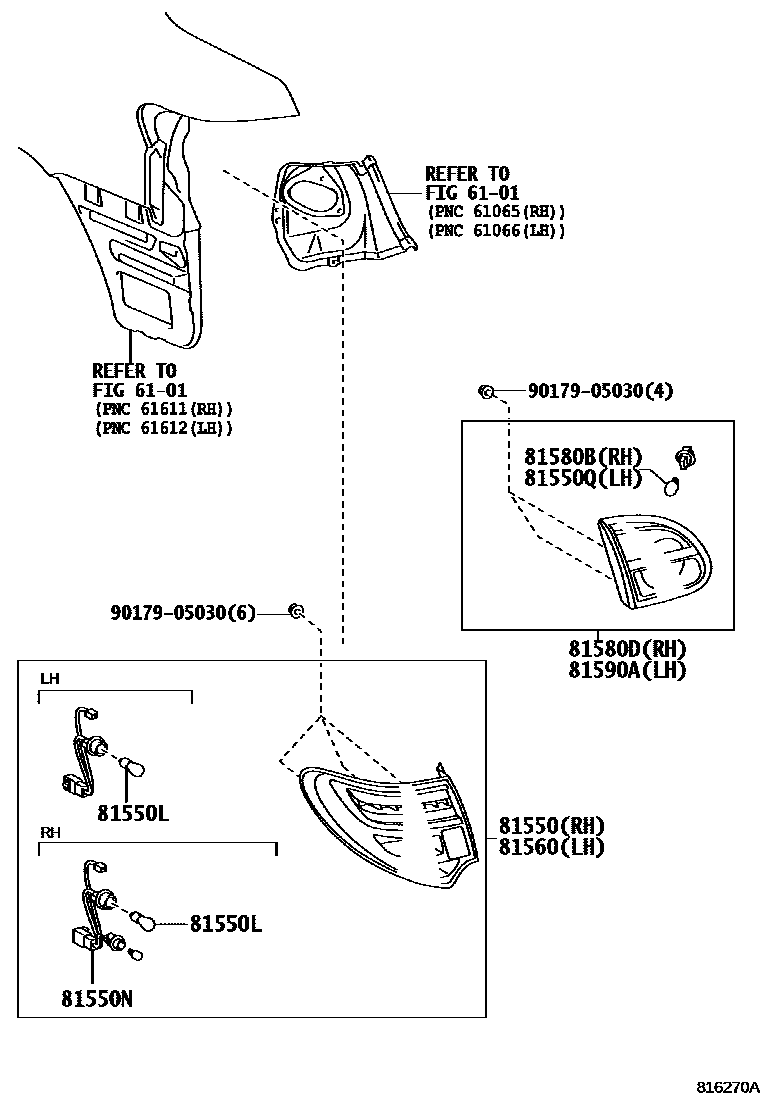 Toyota COROLLA 后组合灯 EPC diagram — 816270A