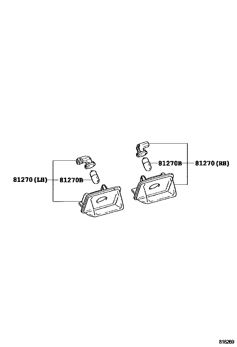 Toyota COROLLA 后牌照灯 EPC diagram — 816269