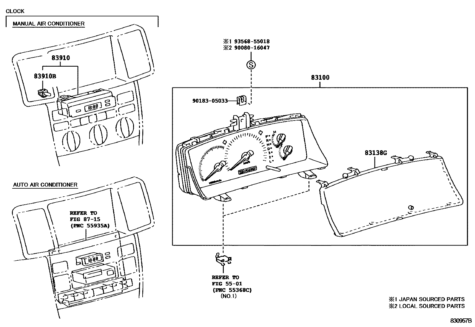 Toyota COROLLA 仪表 EPC diagram — 830957B