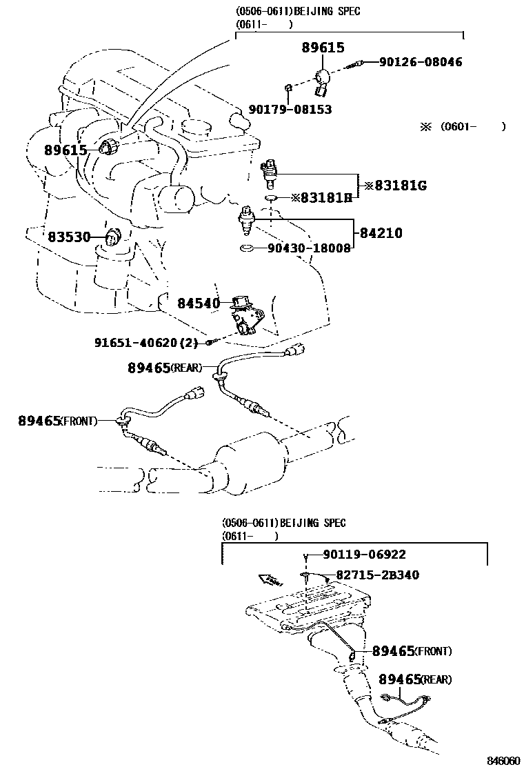 Toyota COROLLA 开关和继电器和ECU EPC diagram — 846060D