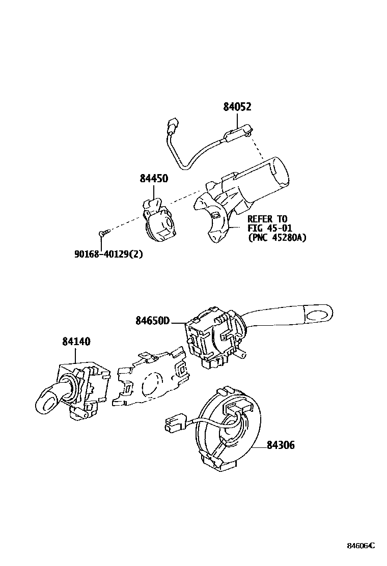 Toyota COROLLA 开关和继电器和ECU EPC diagram — 846064C